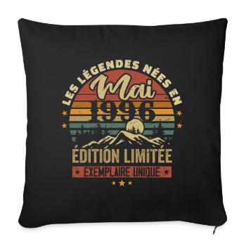 Legends Born in May 1996 Vintage 1996 Gift - Sofa pillowcase 17,3'' x 17,3'' (45 x 45 cm) - black - Front