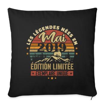 Les légendes Nées en Mai 2019 Cadeau 2019 Vintage - Housse de coussin décorative 45 x 45 cm - noir - Devant