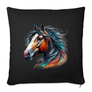 Horse - Sofa pillowcase 17,3'' x 17,3'' (45 x 45 cm) - black - Front