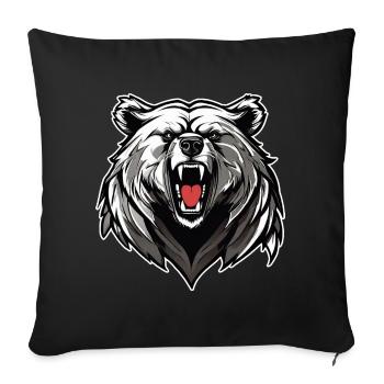 Fier ours rugissant - Housse de coussin décorative 45 x 45 cm - noir - Devant