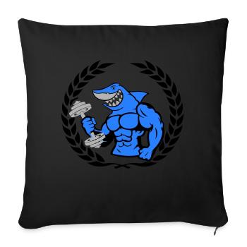 shark shark bodybuilding dumbbell - Sofa pillowcase 17,3'' x 17,3'' (45 x 45 cm) - black - Front