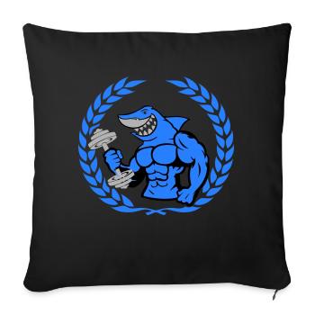 shark shark bodybuilding dumbbell - Sofa pillowcase 17,3'' x 17,3'' (45 x 45 cm) - black - Front