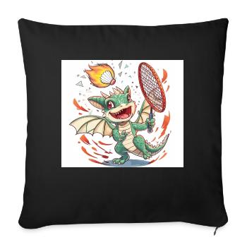 Badminton Drache - Sofakissenbezug 45 x 45 cm - Schwarz - Vorne