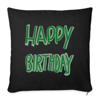 Green Happy Birthday Lettering - Sofa pillowcase 17,3'' x 17,3'' (45 x 45 cm) - black - Front