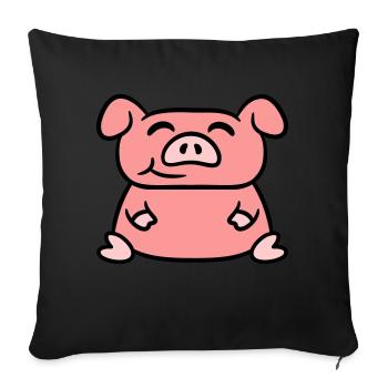 Assis Cochon Amour Petit Cochon Mignon - Housse de coussin décorative 45 x 45 cm - noir - Devant