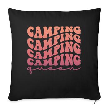 Camping Camping Camping Queen - Sofakissenbezug 45 x 45 cm - Schwarz - Vorne