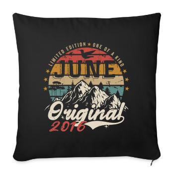 June 2016 Birthday June 2016 Gift June 2016 - Sofa pillowcase 17,3'' x 17,3'' (45 x 45 cm) - black - Front