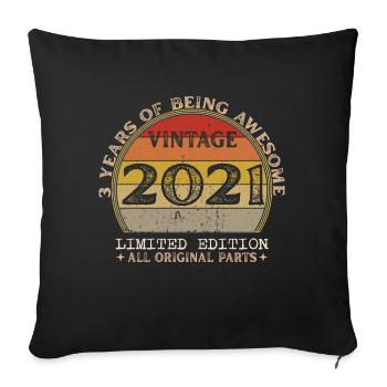 Born in 2021 - Vintage 2021 Retro Birthday - Sofa pillowcase 17,3'' x 17,3'' (45 x 45 cm) - black - Front