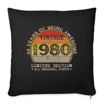Né en 1980 - Vintage 1980 Anniversaire Rétro - Housse de coussin décorative 45 x 45 cm - noir - Devant