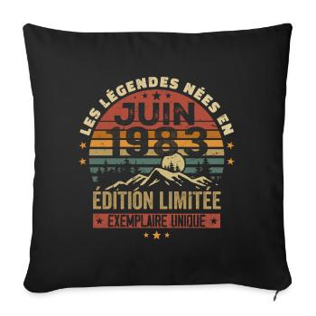Nées En Juin 1983 Vintage Juin 1983 Anniversaire - Housse de coussin décorative 45 x 45 cm - noir - Devant