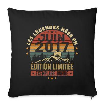 Born In June 2017 Vintage June 2017 Birthday - Sofa pillowcase 17,3'' x 17,3'' (45 x 45 cm) - black - Front