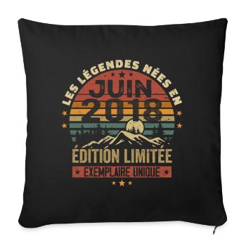 Born In June 2018 Vintage June 2018 Birthday - Sofa pillowcase 17,3'' x 17,3'' (45 x 45 cm) - black - Front