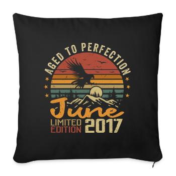 Vintage Juin 2017 Juin 2017 né en Juin 2017 Rétro - Housse de coussin décorative 45 x 45 cm - noir - Devant