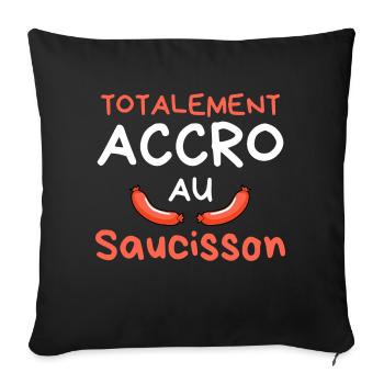 Accro au saucisson - Housse de coussin décorative 45 x 45 cm - noir - Devant
