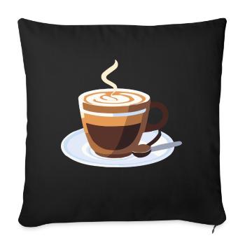 Café Frenchpress Cappuccino Latte Art - Housse de coussin décorative 45 x 45 cm - noir - Devant
