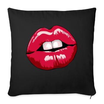 LIPS - Sofa pillowcase 17,3'' x 17,3'' (45 x 45 cm) - black - Front