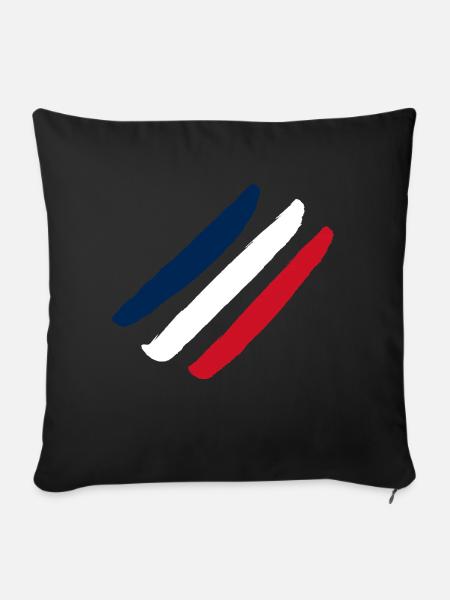 Drapeau de la France - Housse de coussin décorative 45 x 45 cm - noir
