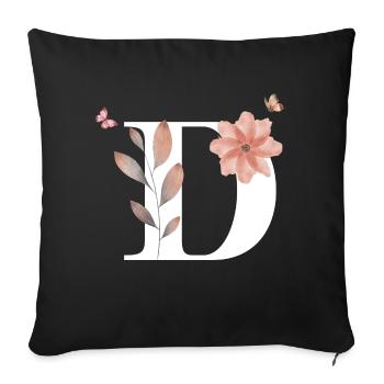 Wildblumen-Aquarell-Brief - Sofakissenbezug 45 x 45 cm - Schwarz - Vorne