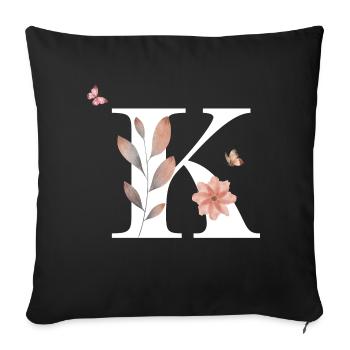 Letter k wildflowers watercolors - Sofa pillowcase 17,3'' x 17,3'' (45 x 45 cm) - black - Front