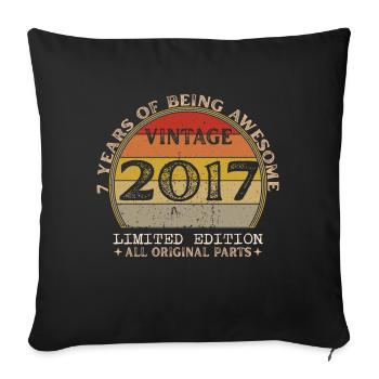 Né en 2017 - Vintage 2017 Anniversaire Rétro - Housse de coussin décorative 45 x 45 cm - noir - Devant