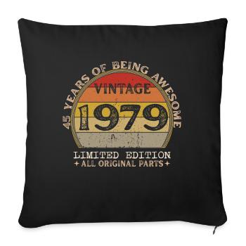 Né en 1979 - Vintage 1979 Anniversaire Rétro - Housse de coussin décorative 45 x 45 cm - noir - Devant