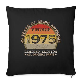 Né en 1975 - Vintage 1975 Anniversaire Rétro - Housse de coussin décorative 45 x 45 cm - noir - Devant
