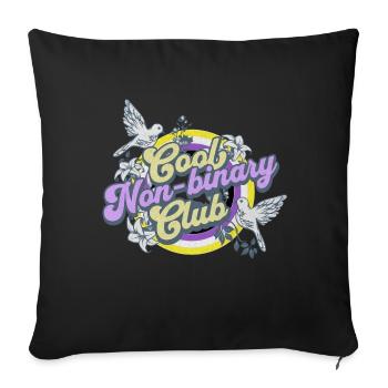 Cool Non-Binary Club Distressed Vintage Logo - Sofa pillowcase 17,3'' x 17,3'' (45 x 45 cm) - black - Front
