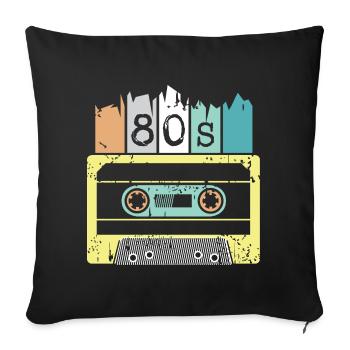 80s cassette retro vintage music icon graphic - Sofa pillowcase 17,3'' x 17,3'' (45 x 45 cm) - black - Front
