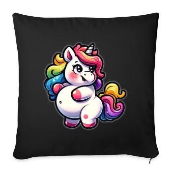 Colorful unicorn cuddly design - Sofa pillowcase 17,3'' x 17,3'' (45 x 45 cm) - black - Front