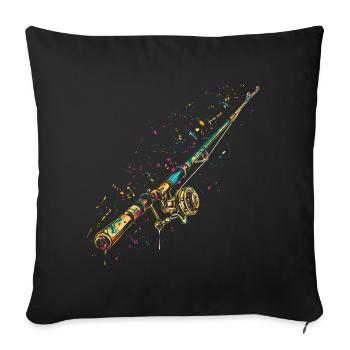 Graffiti de canne à pêche - Housse de coussin décorative 45 x 45 cm - noir - Devant