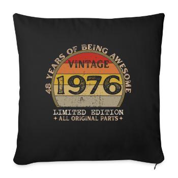 Né en 1976 - Vintage 1976 Anniversaire Rétro - Housse de coussin décorative 45 x 45 cm - noir - Devant