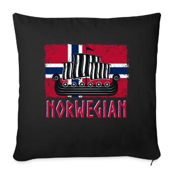 Norvège Norvégien Viking Vikings Fun Valhalla Odin - Housse de coussin décorative 45 x 45 cm - noir - Devant