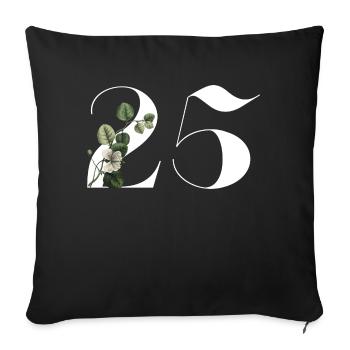 Number 25 Floral Green -25th Floral Birthday - Sofa pillowcase 17,3'' x 17,3'' (45 x 45 cm) - black - Front