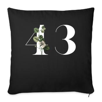 Nummer 43 Blumengrün - 43. Blumengeburtstag - Sofakissenbezug 45 x 45 cm - Schwarz - Vorne