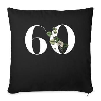 Number 60 Floral Green - 60th Birthday Floral - Sofa pillowcase 17,3'' x 17,3'' (45 x 45 cm) - black - Front