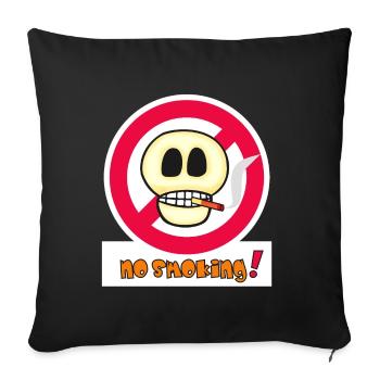 Visage de crâne non fumeur - Émoticône drôle - Housse de coussin décorative 45 x 45 cm - noir - Devant