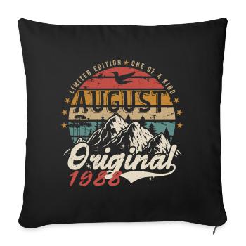 Août 1988 - Fabriqué En Août 1988 - Vintage 1988 - Housse de coussin décorative 45 x 45 cm - noir - Devant