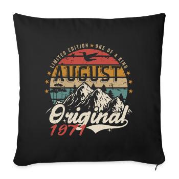 August 1971 - Hergestellt im August 1971 - Jahrgang 1971 - Sofakissenbezug 45 x 45 cm - Schwarz - Vorne