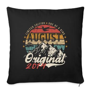 Août 2014 - Fabriqué En Août 2014 - Vintage 2014 - Housse de coussin décorative 45 x 45 cm - noir - Devant