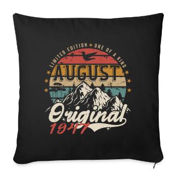 Août 1947 - Fabriqué En Août 1947 - Vintage 1947 - Housse de coussin décorative 45 x 45 cm - noir - Devant