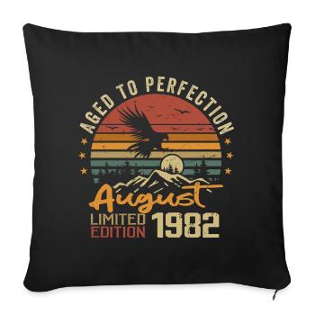 Millésime Août 1982 Cadeau Anniversaire Août 1982 - Housse de coussin décorative 45 x 45 cm - noir - Devant