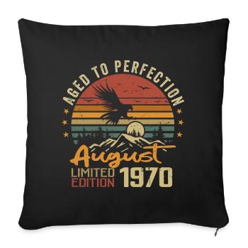 Millésime Août 1970 Cadeau Anniversaire Août 1970 - Housse de coussin décorative 45 x 45 cm - noir - Devant