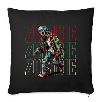 Joyeux design de zombie d’Halloween pour les fans effrayants - Housse de coussin décorative 45 x 45 cm - noir - Devant