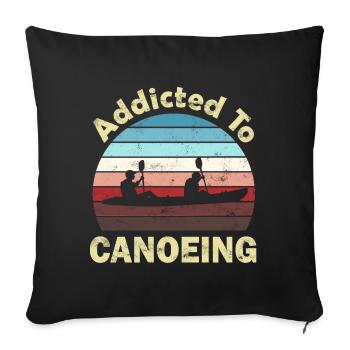 canoë canoéiste - Housse de coussin décorative 45 x 45 cm - noir - Devant