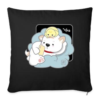 Hund koreanisch - japanischer Stil 03B - Sofakissenbezug 45 x 45 cm - Schwarz - Vorne