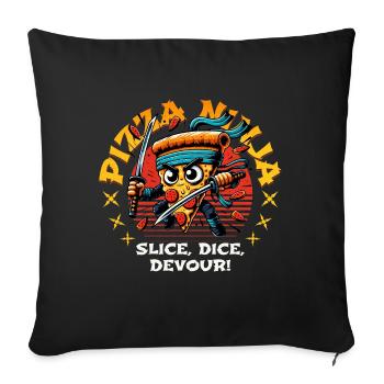 PIZZA NINJA TRANCHEZ, COUPEZ EN DÉS, DÉVOREZ ! - Housse de coussin décorative 45 x 45 cm - noir - Devant