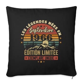 Retro 1966 - Legends born in September 1966 - Sofa pillowcase 17,3'' x 17,3'' (45 x 45 cm) - black - Front