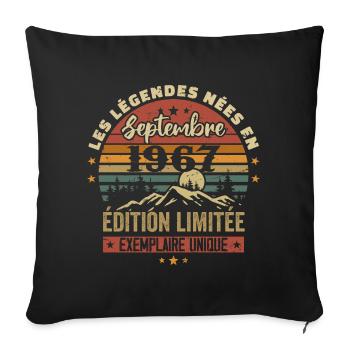 Rétro 1967 - Les légendes nées en Septembre 1967 - Housse de coussin décorative 45 x 45 cm - noir - Devant