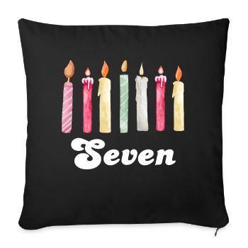 7e anniversaire bougie - Housse de coussin décorative 45 x 45 cm - noir - Devant