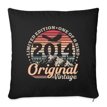 Original 2014 Jahrgang Retro Geburtstag Geschenk - Sofakissenbezug 45 x 45 cm - Schwarz - Vorne